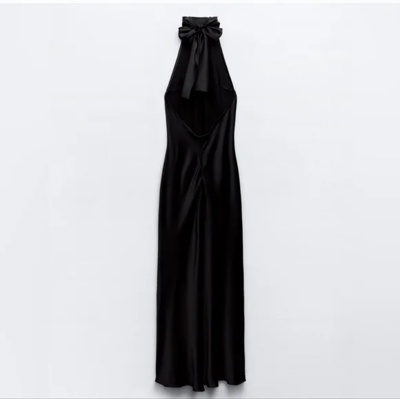ZARA SATIN EFFECT HALTER DRESS - Picture 3 of 14